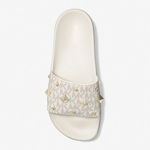MICHAEL MICHAEL KORS Tyra Studded Logo Slide Sanda - Picture 2 of 4